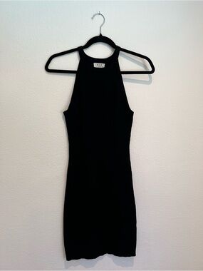 Sleek Black Halter Mini Dress